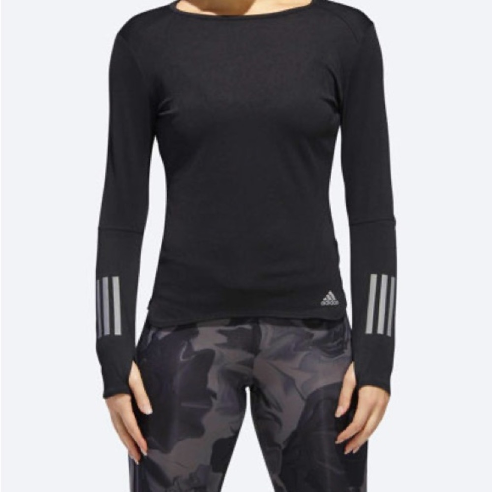 adidas Women's CZ5987 Response Long Sleeve Long Sleeve Shirt | Black | size M
